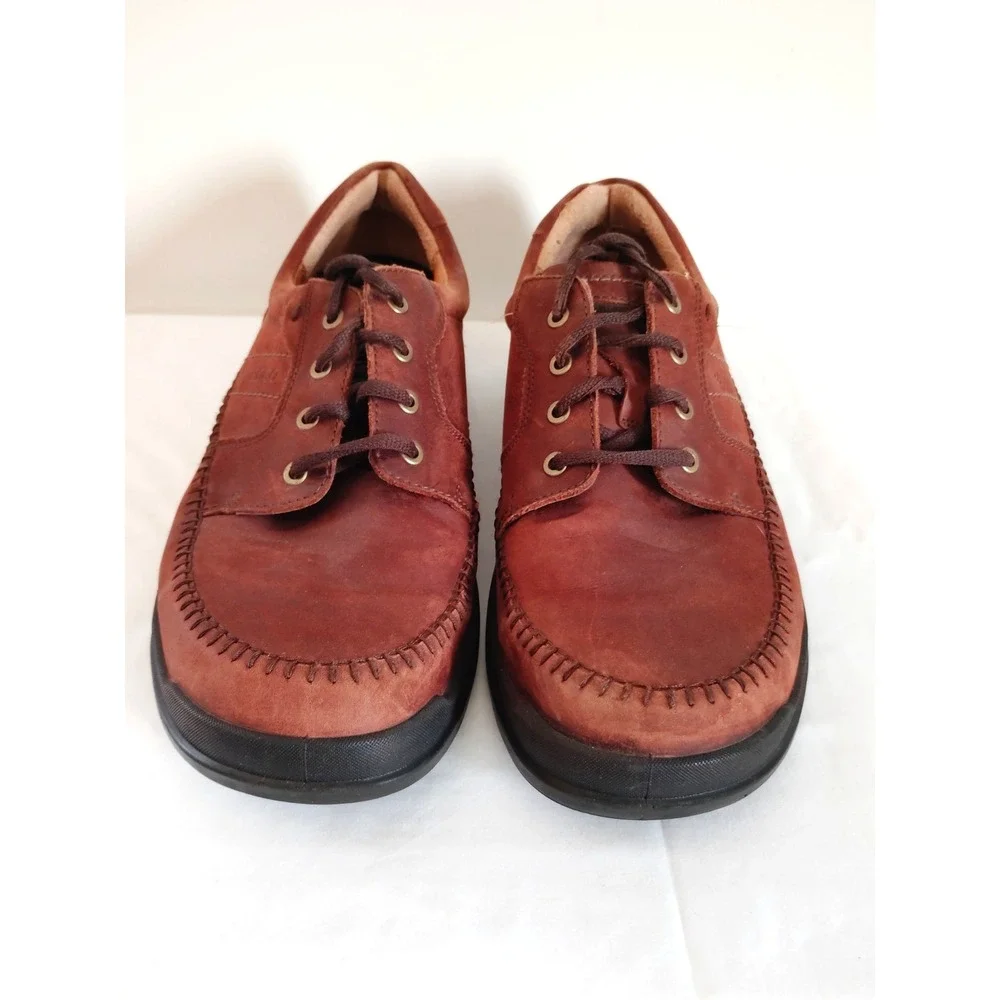 ECCO Seawalker Tie Brown Leather Casual Oxford Old Money Comfort Shoes Men EU 48